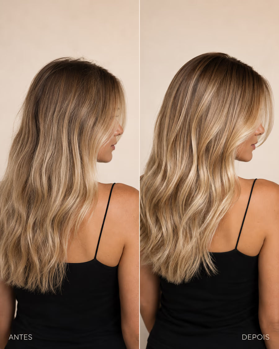 Resultado em cabelo loiro